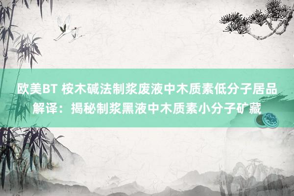 欧美BT 桉木碱法制浆废液中木质素低分子居品解译：揭秘制浆黑液中木质素小分子矿藏